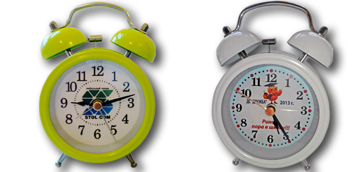 Часы настольные - будильники -  на заказ с логотипом или символикой